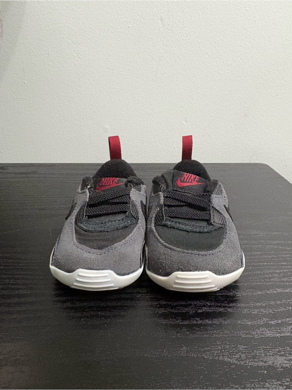 Nike Kids Gray and Black Sneakers with Red Accents